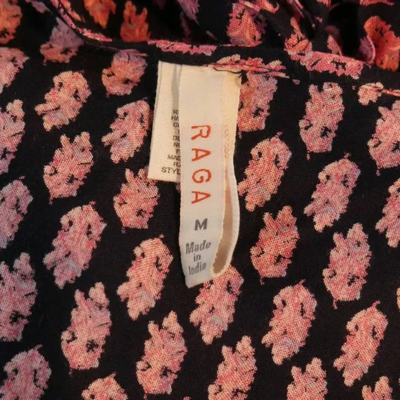 RAGA Avah Wrap Mini Dress Bohemian Pink Printed Dress Size Medium - Picture 6 of 7